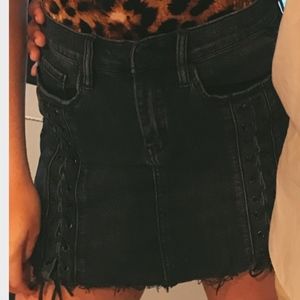 BlankNYC Black Denim Lace Up Skirt
